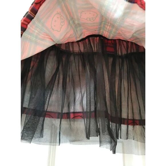 DOLLS KILL X HELLO KITTY GOOD FOR EACH OTHER PLAID MINI SKIRT L - Picture 4 of 8